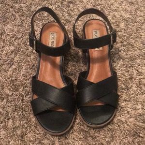 Steve Madden black leather block heel sandals